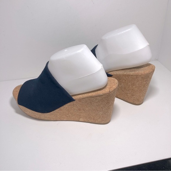 LUCKY BRAND Marilynn Wedge Sandals Tall Heels Navy Blue Womens Size 9 - Picture 6 of 14